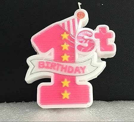thumbnail image 2 of ININGER Pink 1st Birthday Candle, Retro Candle Number 1 Candle,1st Anniversary Gold... 2 of 10